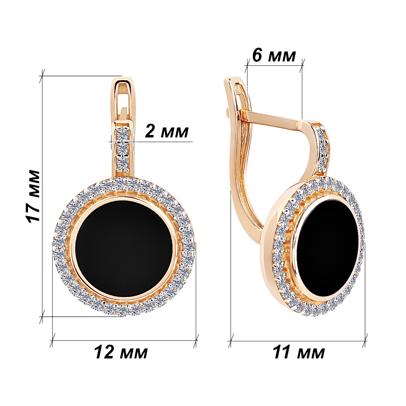 картинка Золоті сережки з емаллю і фіанітами, 10145351