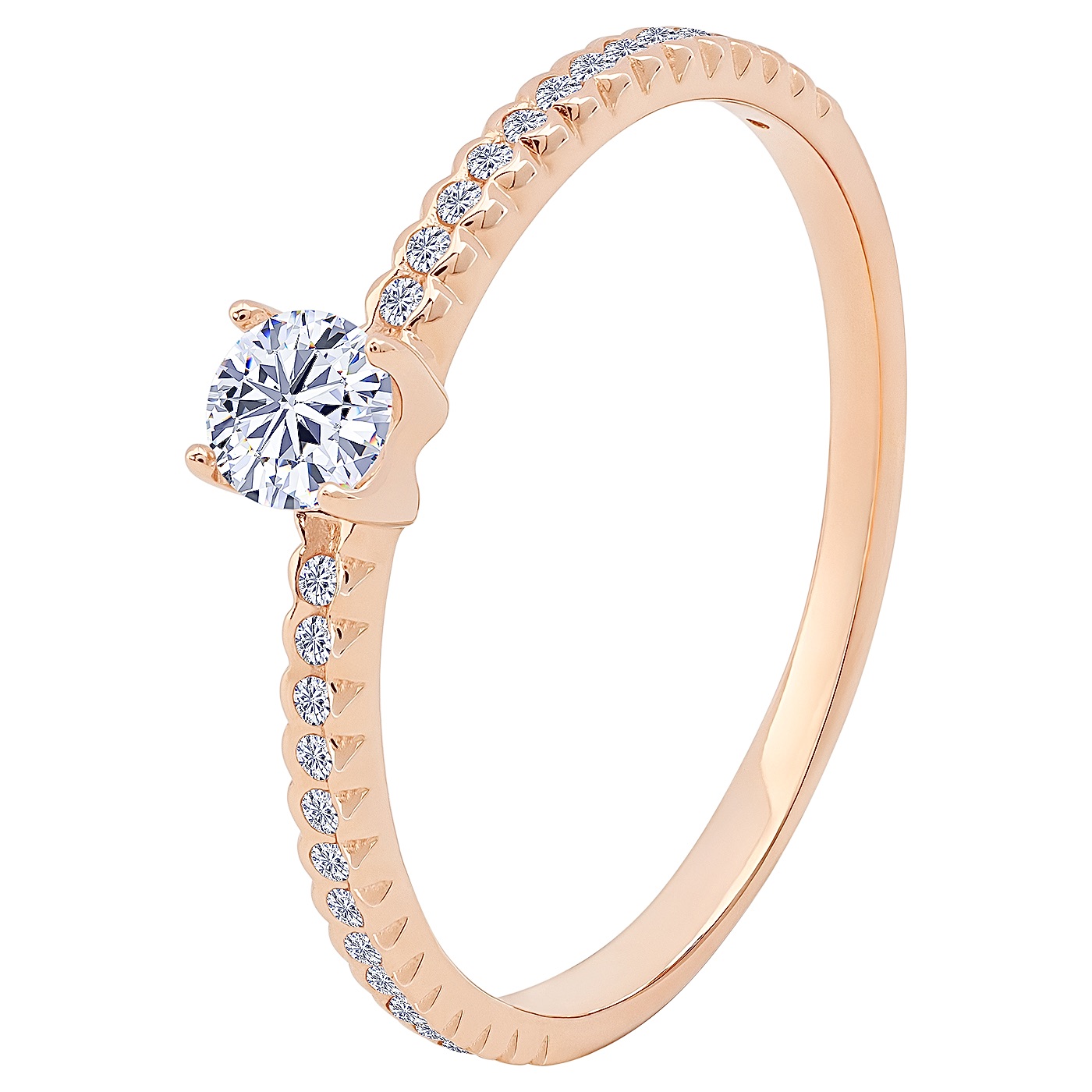 картинка Каблучка із червоного золота з фіанітами, 10410231