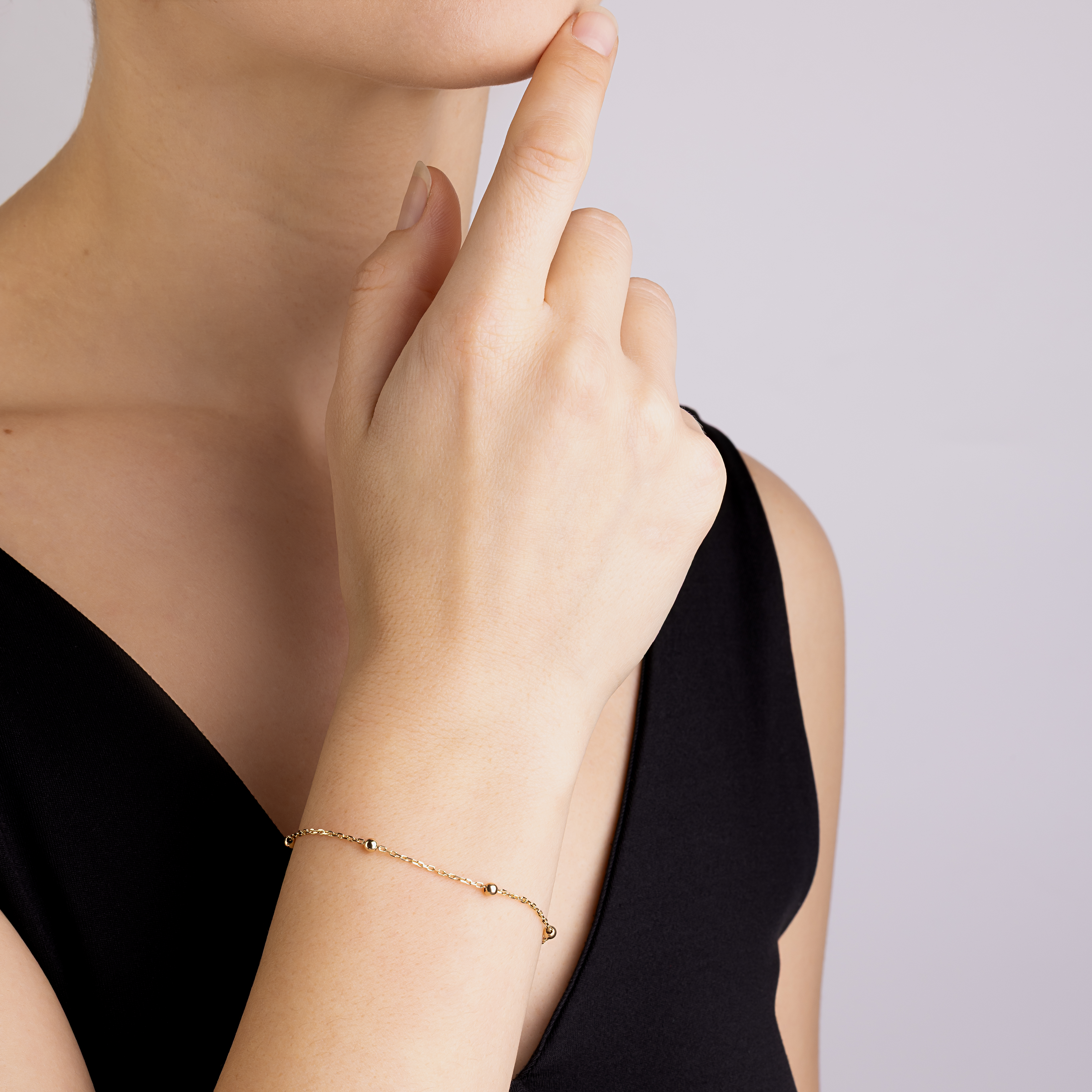 картинка Браслет якірного плетіння з кульками із лимонного золота, 10528030