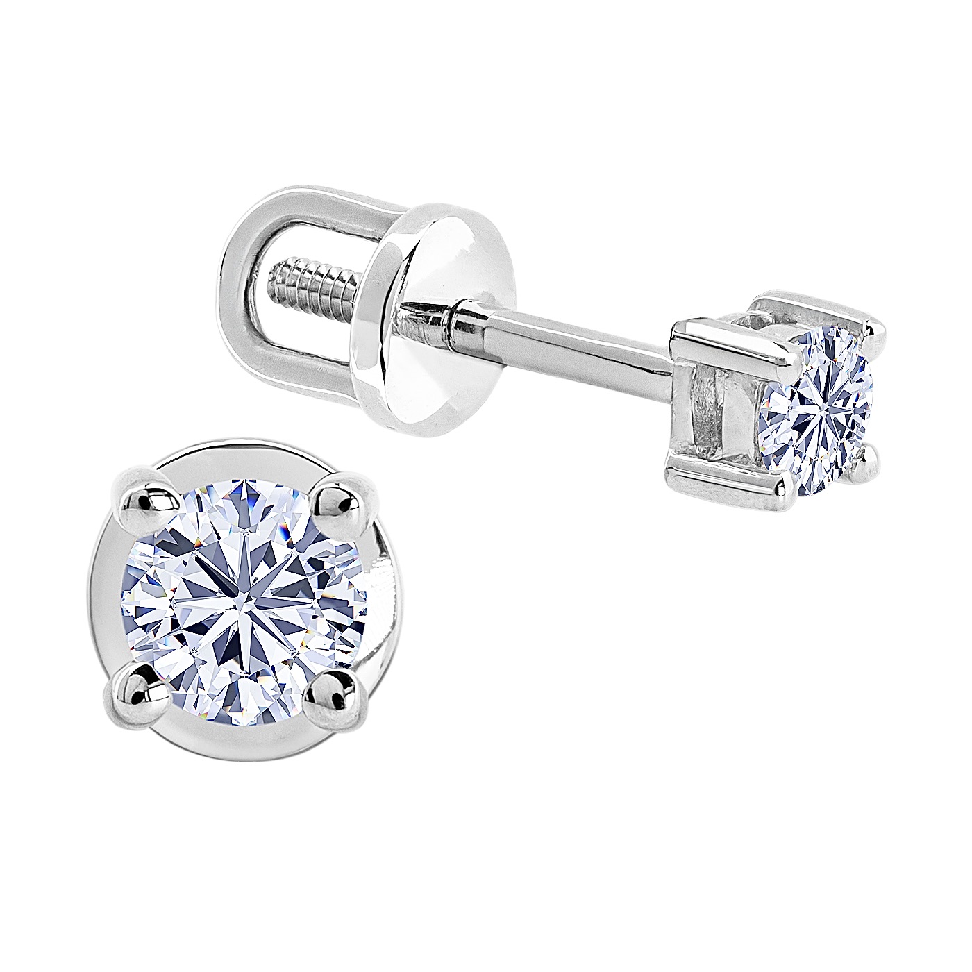 картинка Сережки-гвіздочки з діамантом із білого золота, 10528701