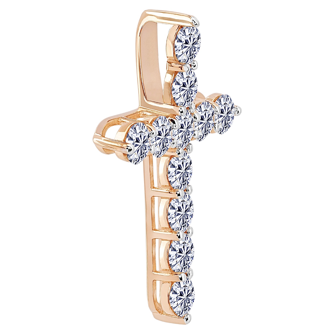 картинка Хрестик із червоного золота з діамантами, 10528668