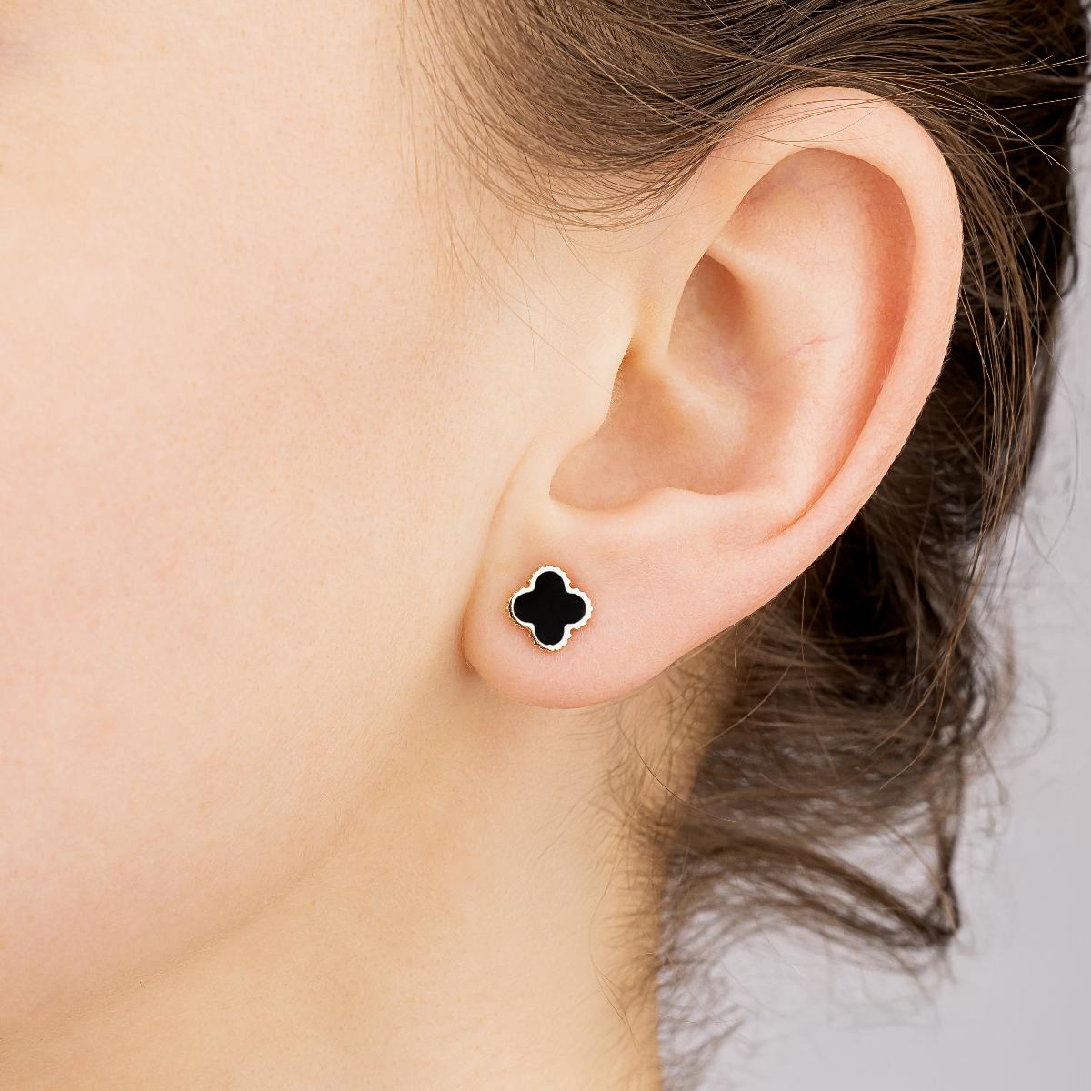 картинка Сережки пусети із червоного золота з емаллю, 10162148