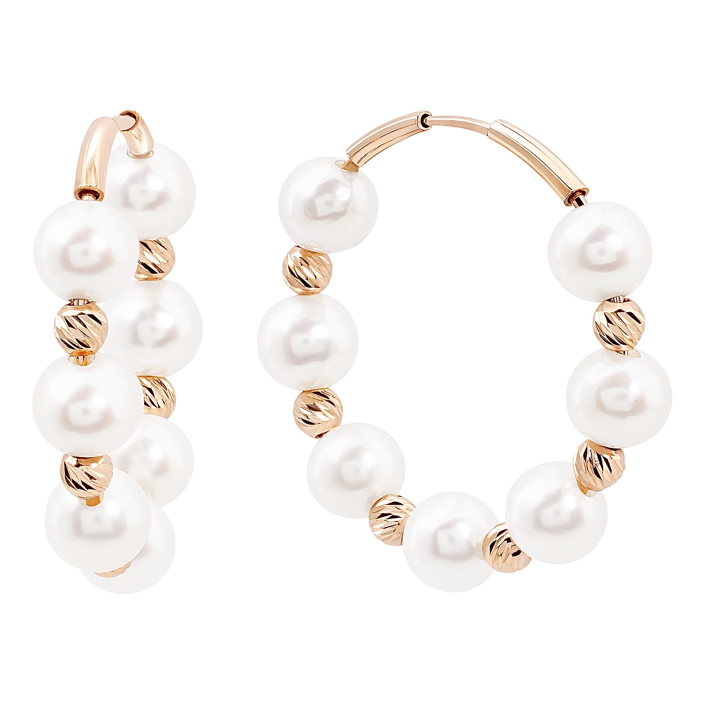 картинка Серьги конго с жемчугом из красного золота, 10530648