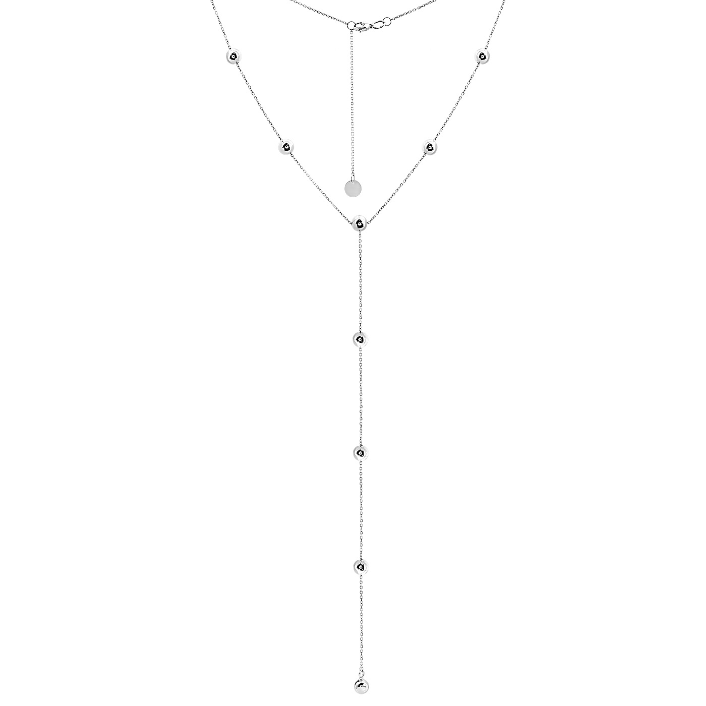 картинка Колье-галстук из белого золота с шариками, 10524312