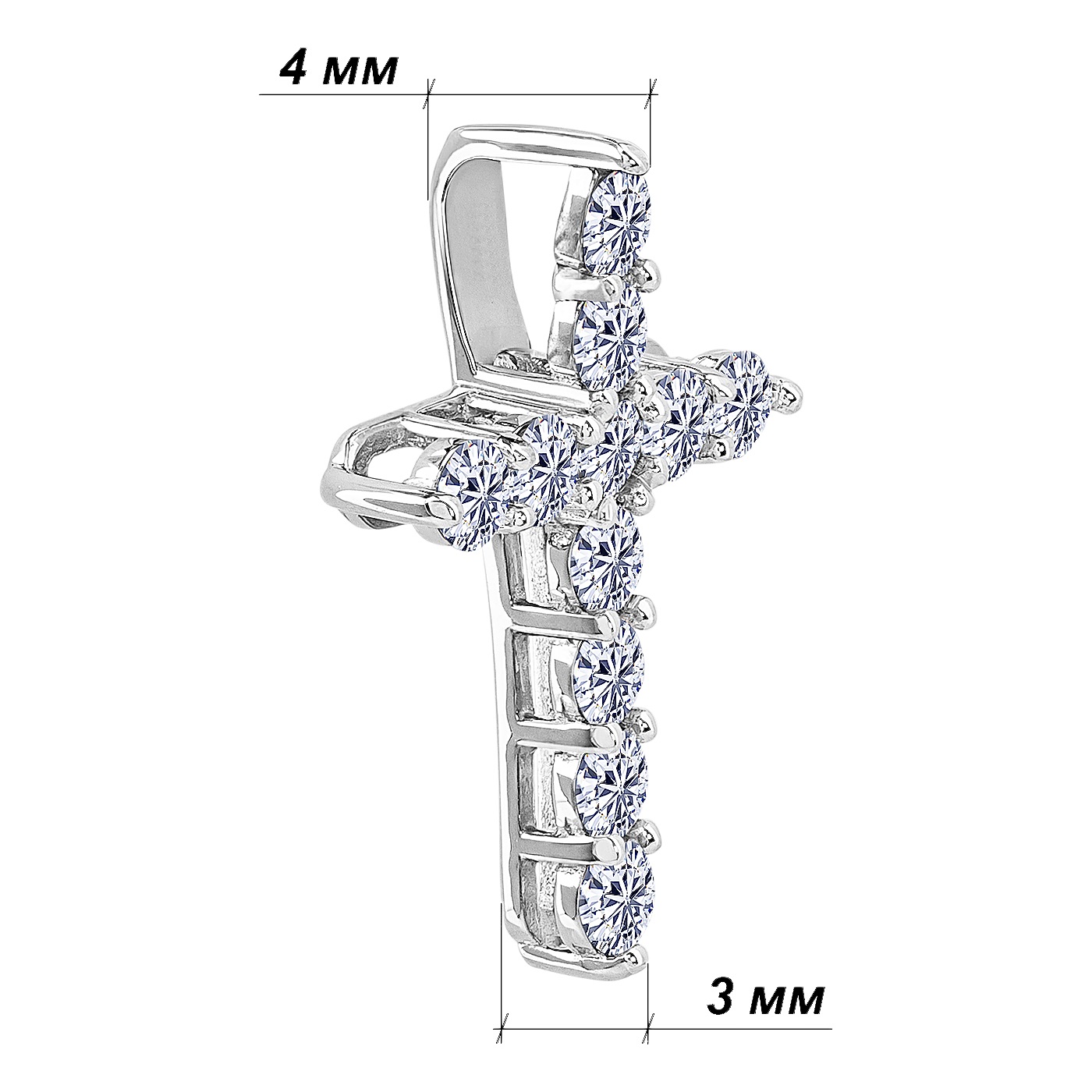 картинка Хрестик  із білого золота з діамантами, 10489057