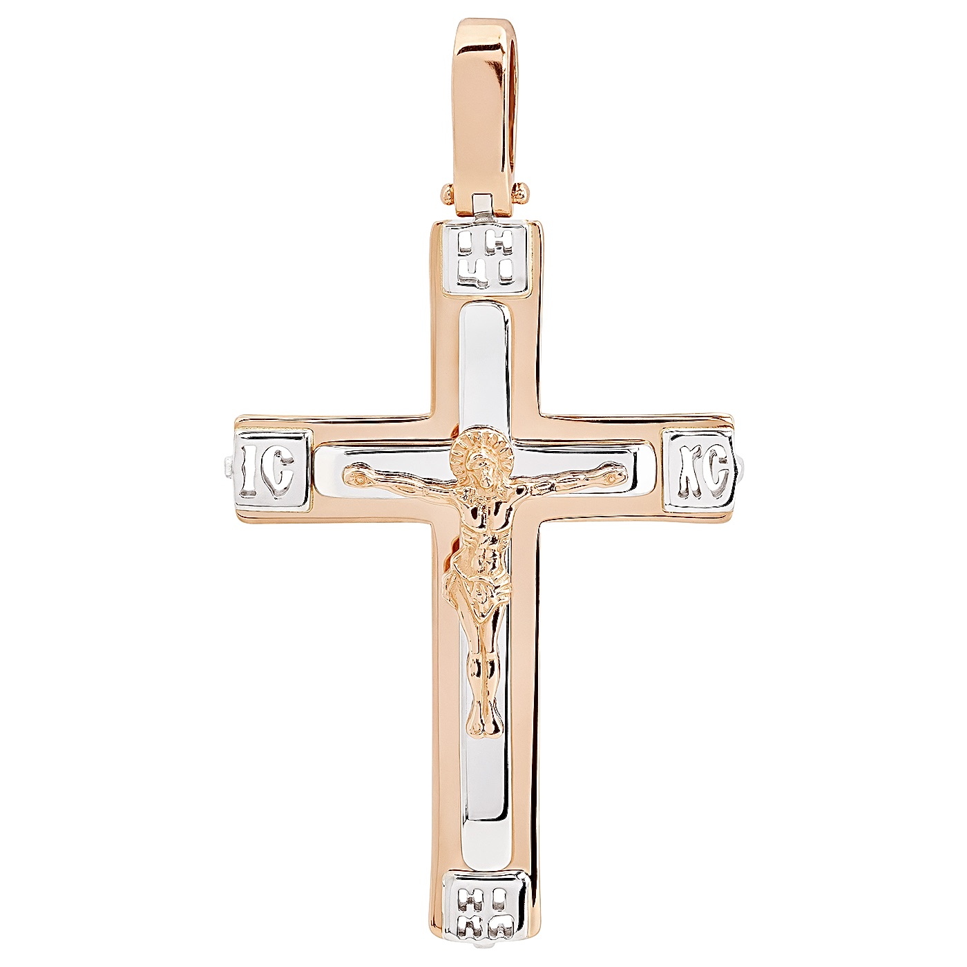картинка Крестик из красного и белого золота с распятием, 10180320