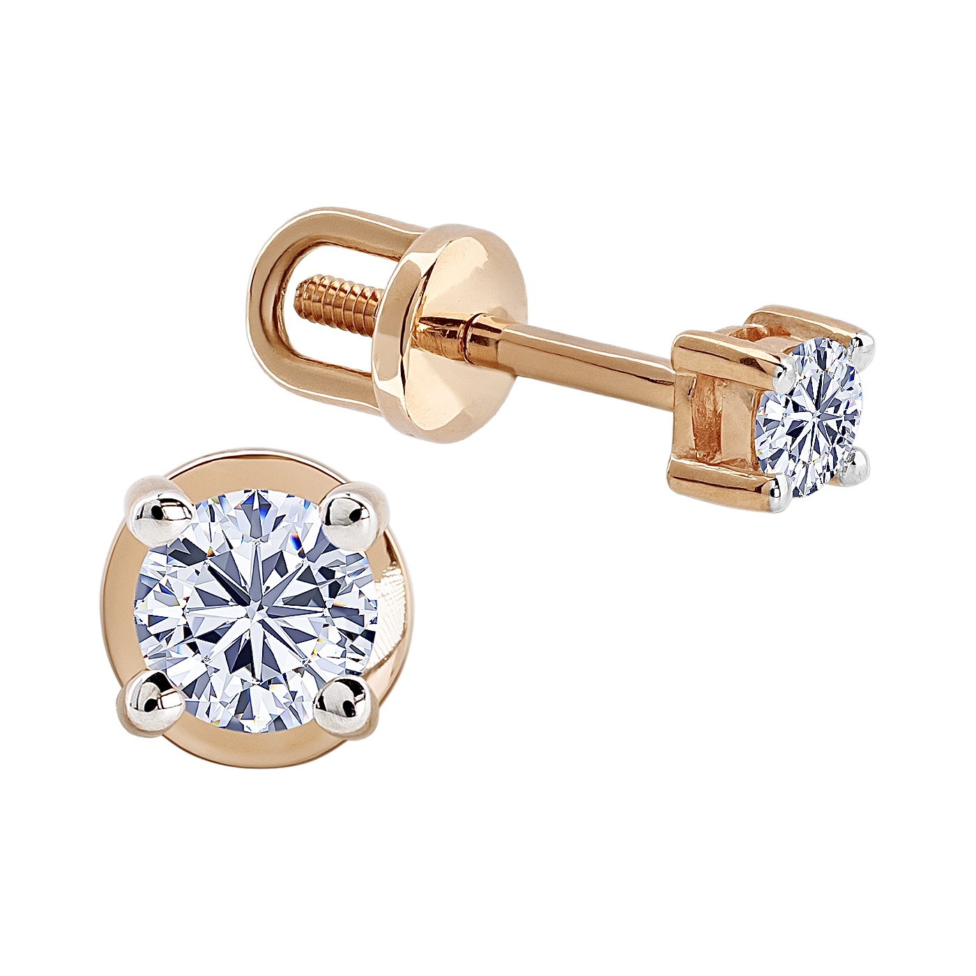 картинка Сережки-гвіздочки з діамантом із червоного золота, 10528712