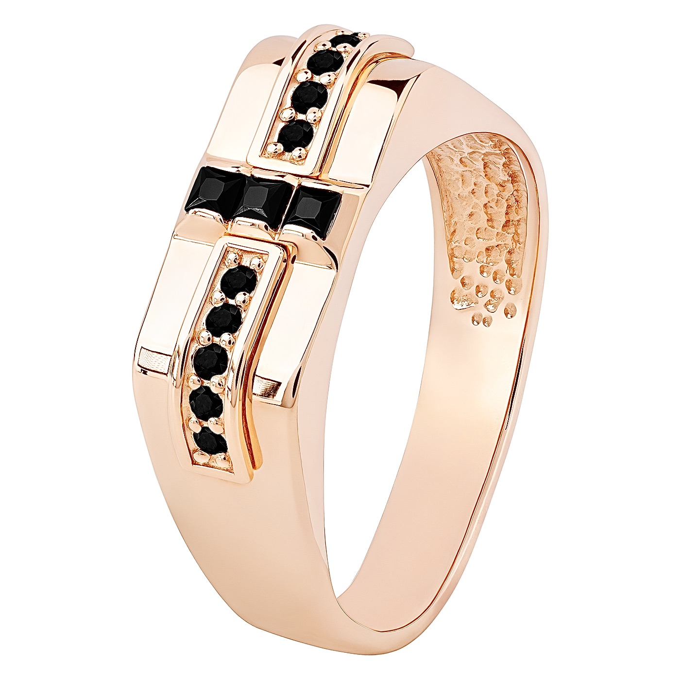 картинка Мужской перстень из красного золота с фианитами, 10536918