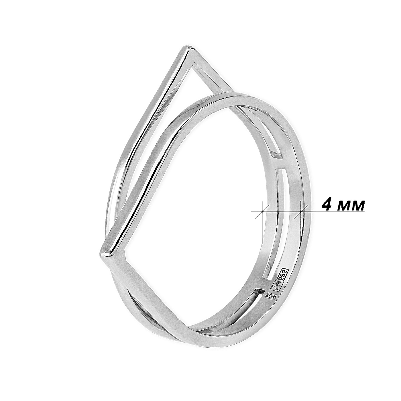 картинка Двойное геометрическое кольцо из белого золота, 10514951