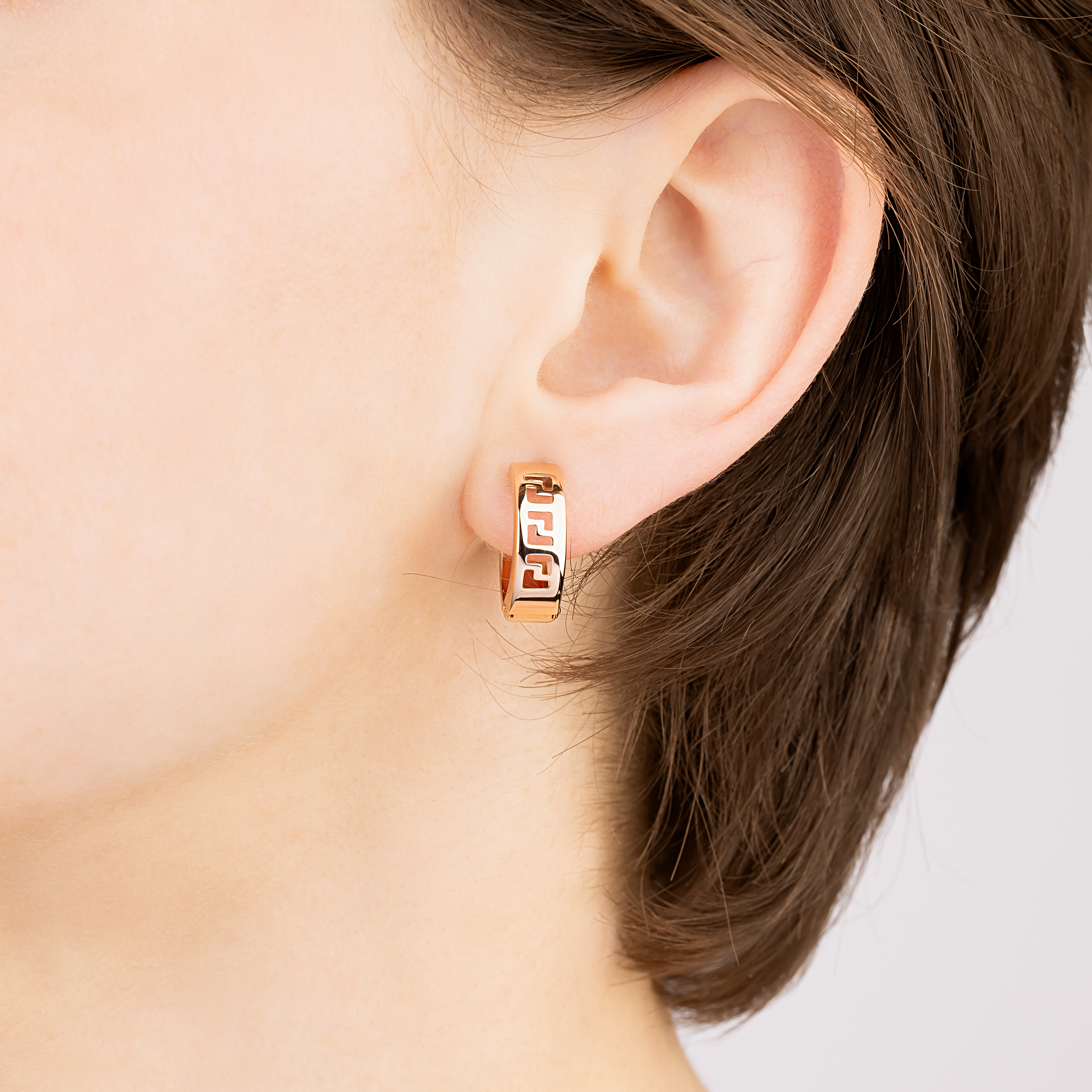 картинка Сережки конго "Олімпія" із червоного золота з орнаментом, 10235518