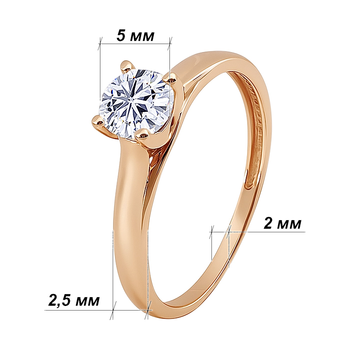 картинка Кольцо с фианитом из красного золота, 10417546