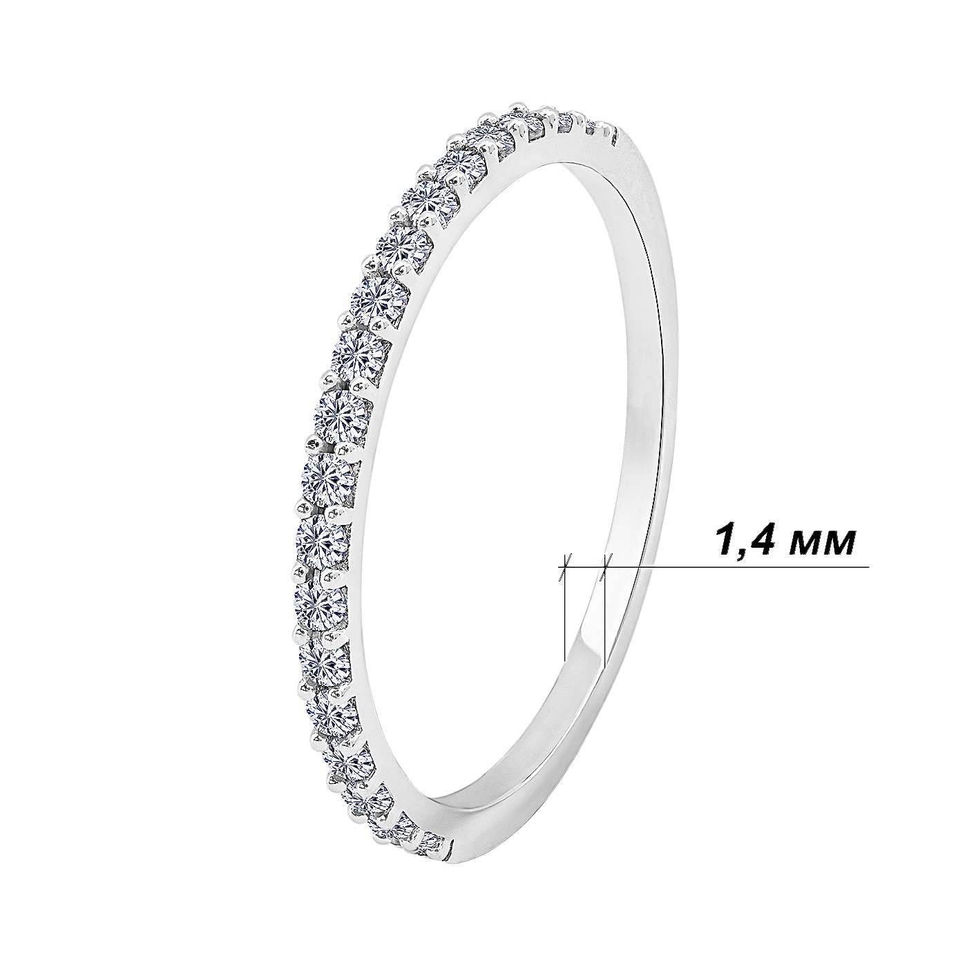 картинка Каблучка доріжка із білого золота з фіанітами, 10493347