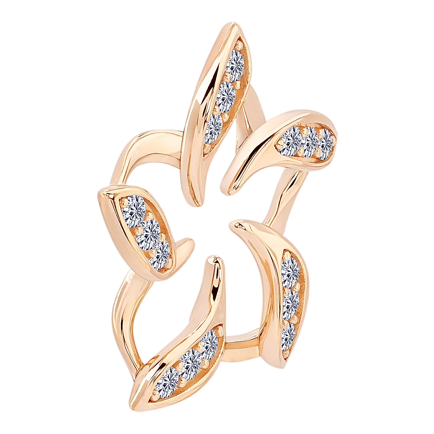 картинка Підвіс "Квітка" із червоного золота з фіанітами, 10530923