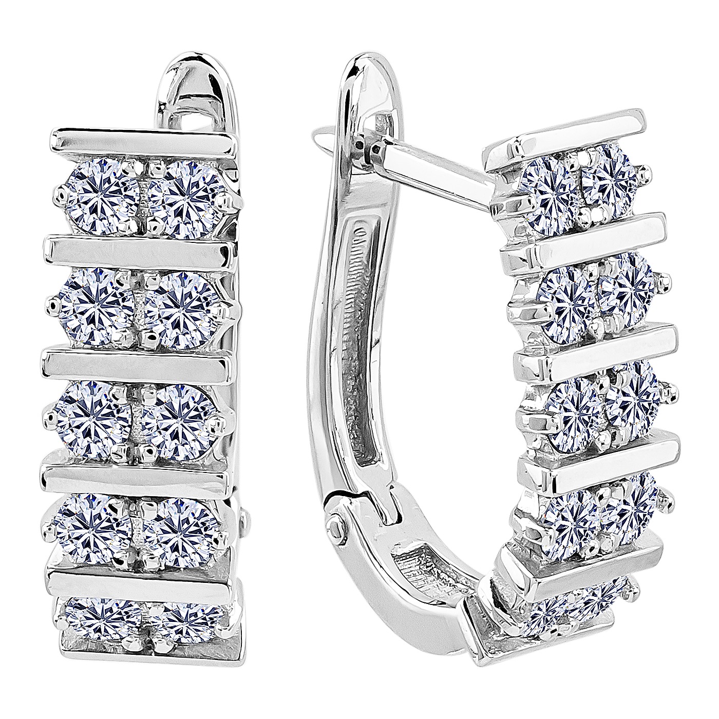 картинка Серьги с дорожкой бриллиантов из белого золота, 10516953