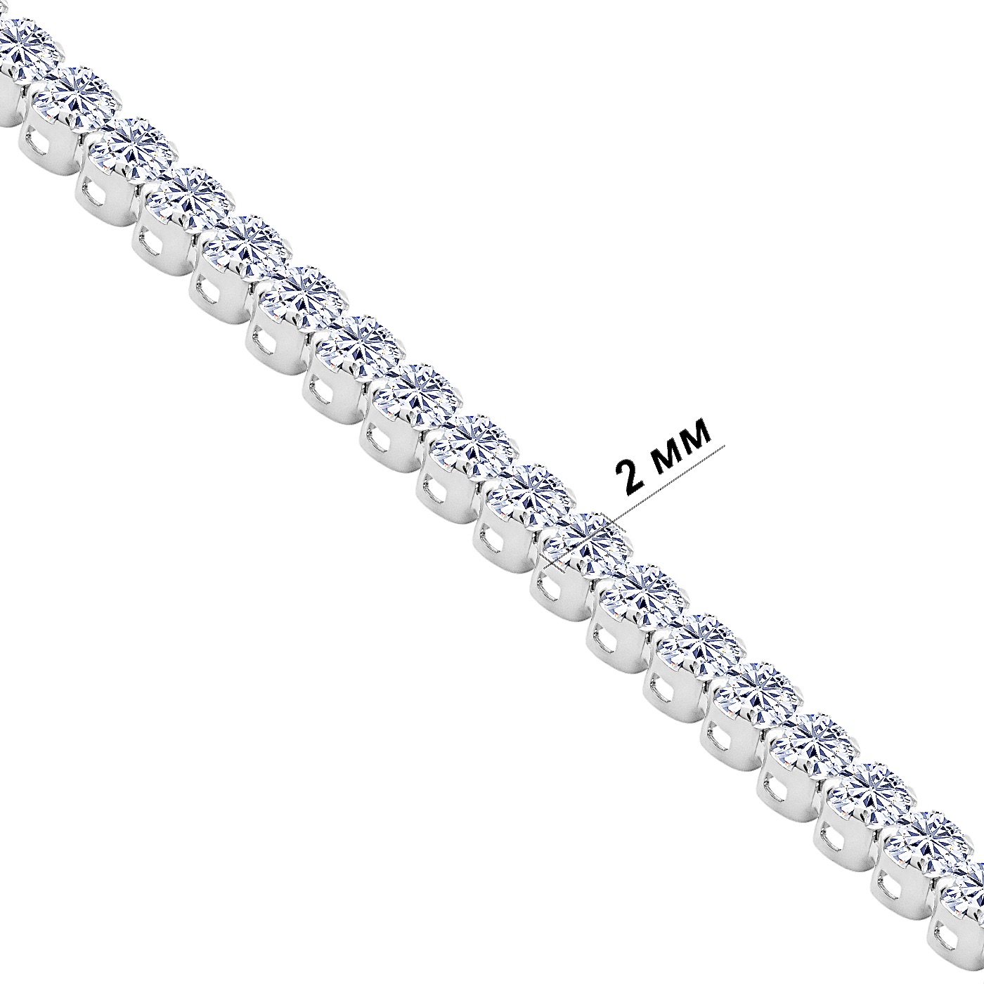 картинка Теннисный браслет с фианитами из белого золота, 10530813