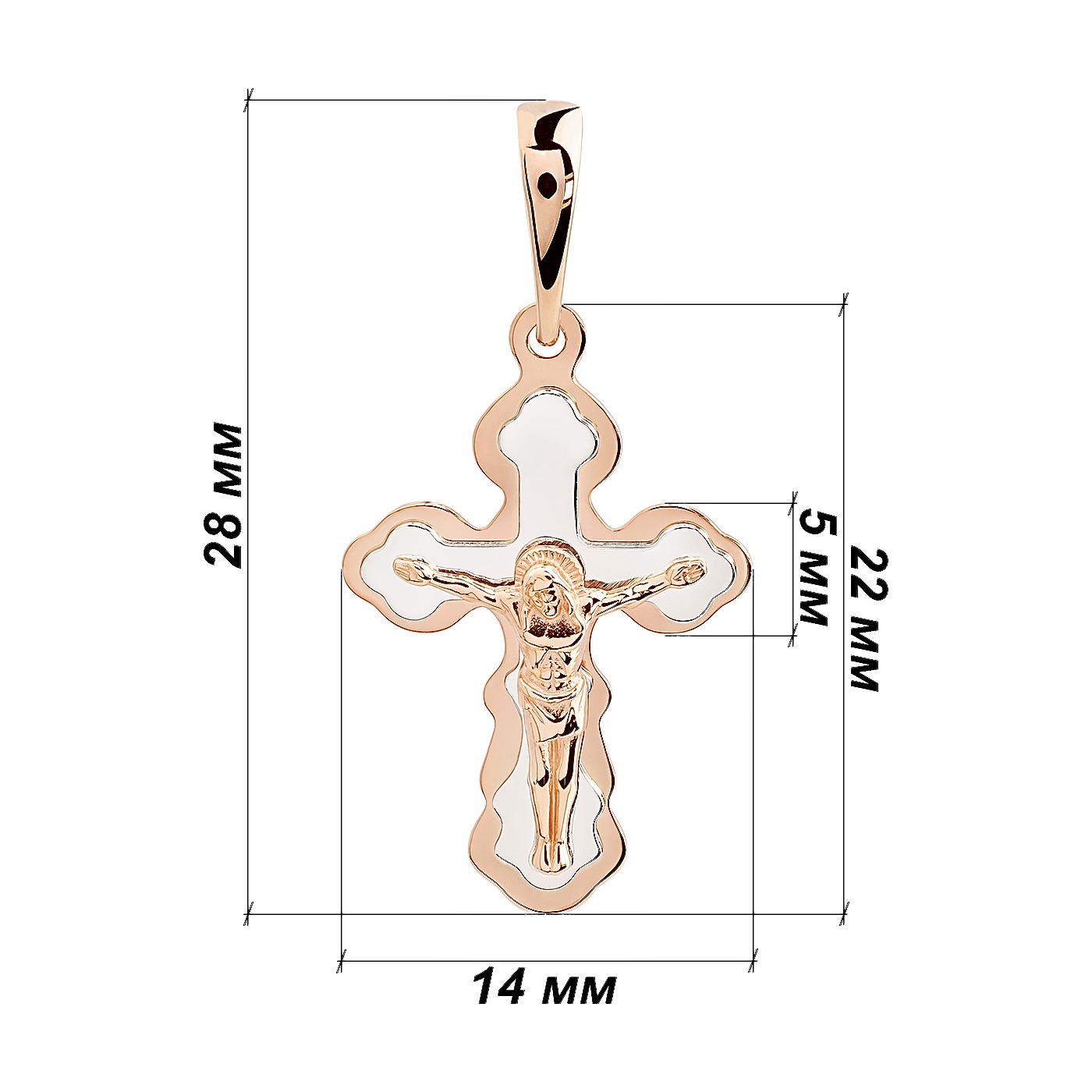картинка Крестик из красного и белого золота, 10283291