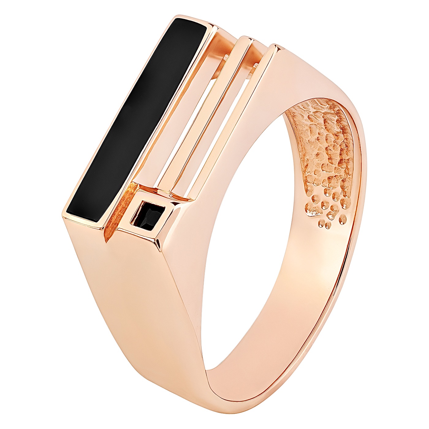 Перстень мужской золото с черной эмалью