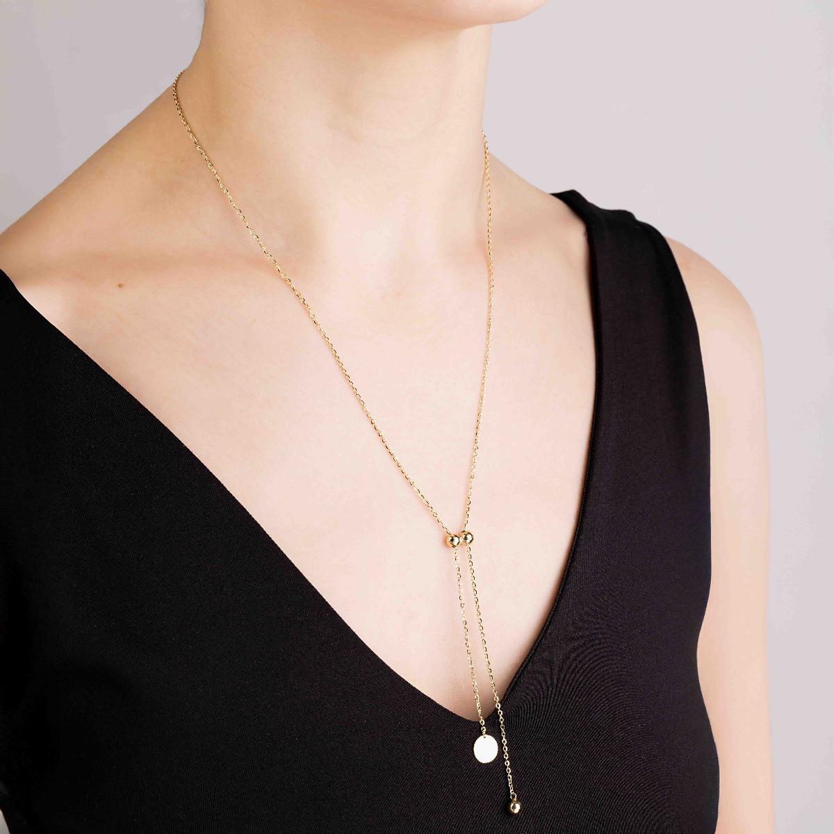 картинка Колье-галстук из лимонного золота якорного плетения, 10524444