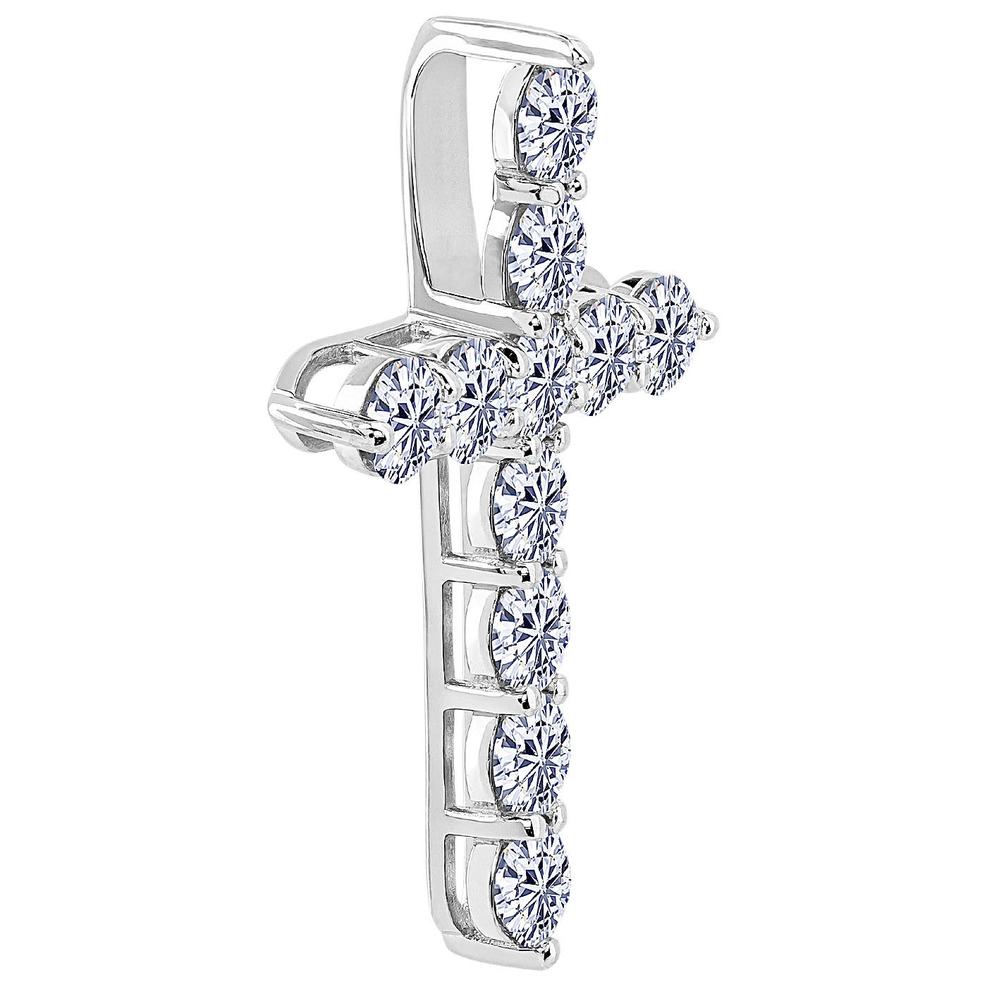 картинка Хрестик із білого золота з діамантами, 10513411
