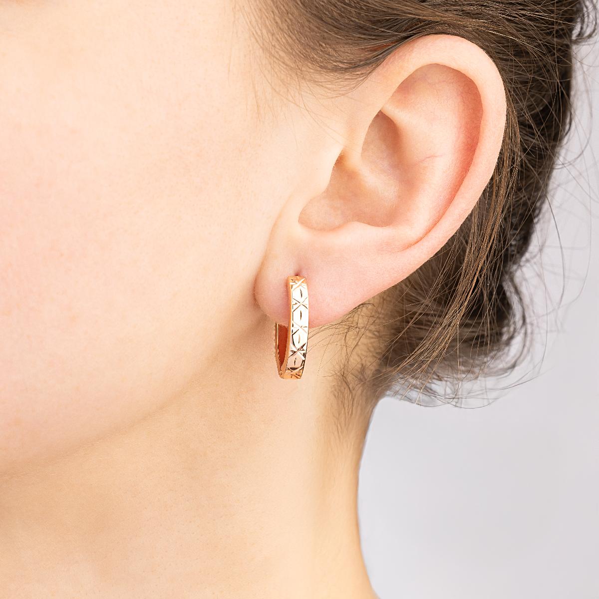 картинка Серьги-кольца с алмазной гранню из красного золота, 10364240