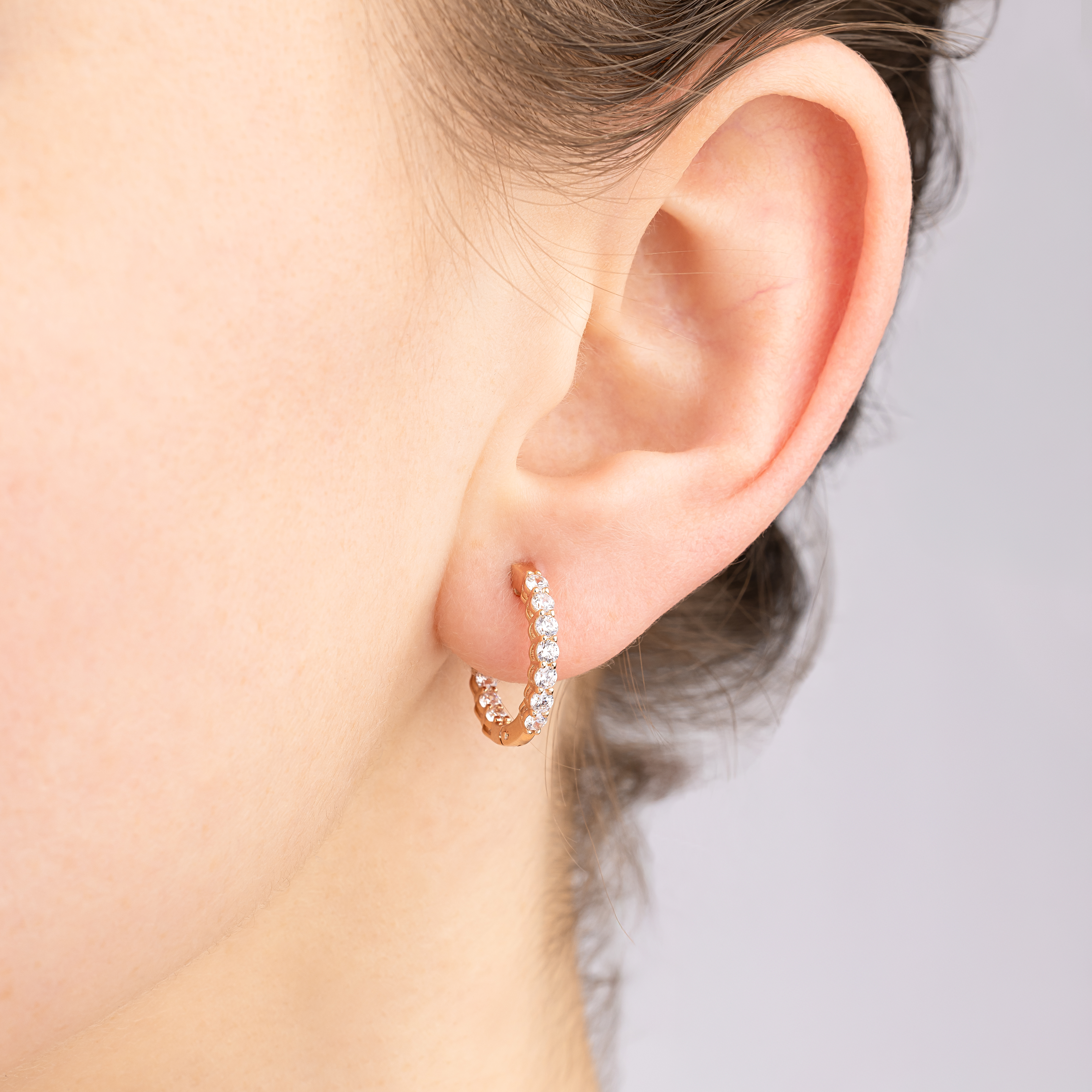 картинка Сережки-конго із червоного золота з фіанітами, 10515336