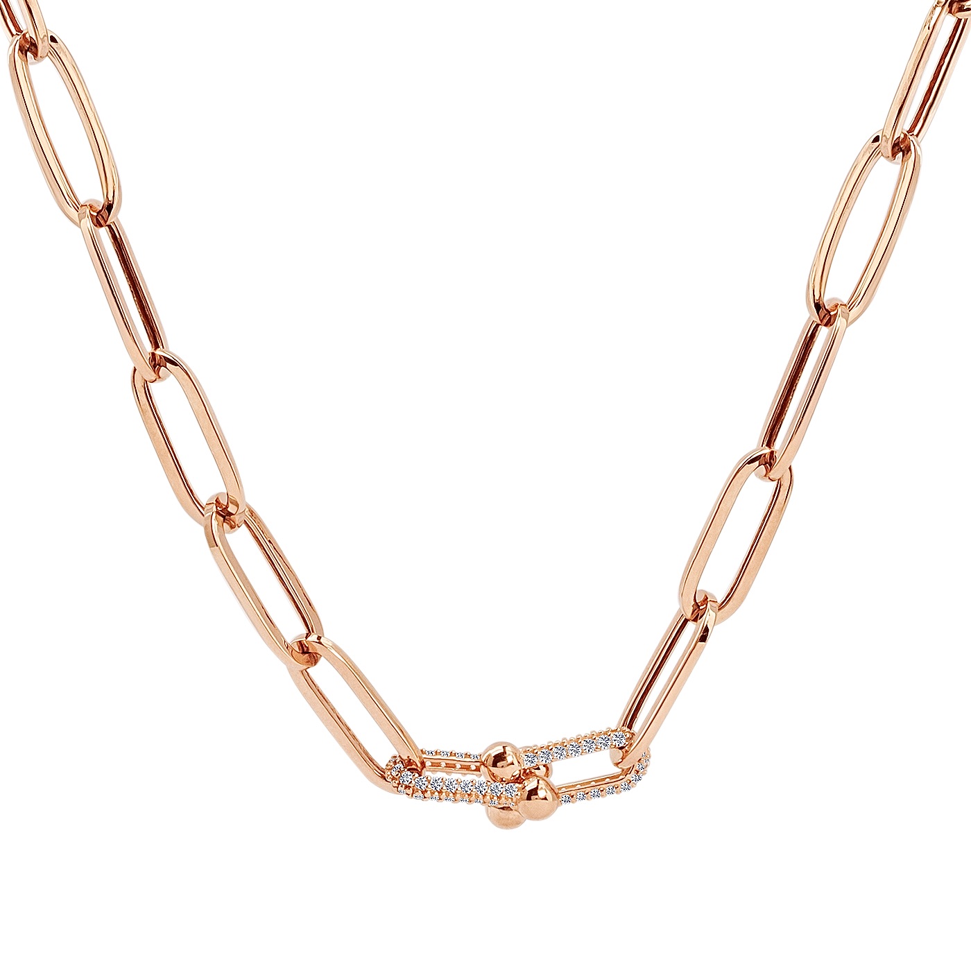 картинка Колье "Звенья" с фианитами из красного золота, 10513609