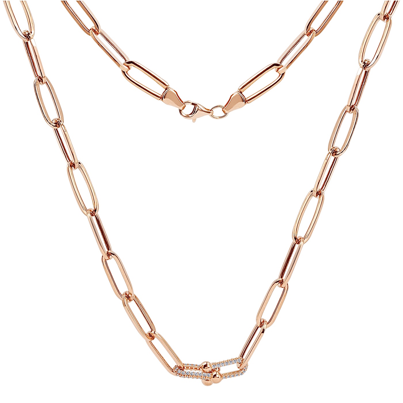 картинка Колье "Звенья" с фианитами из красного золота, 10513609