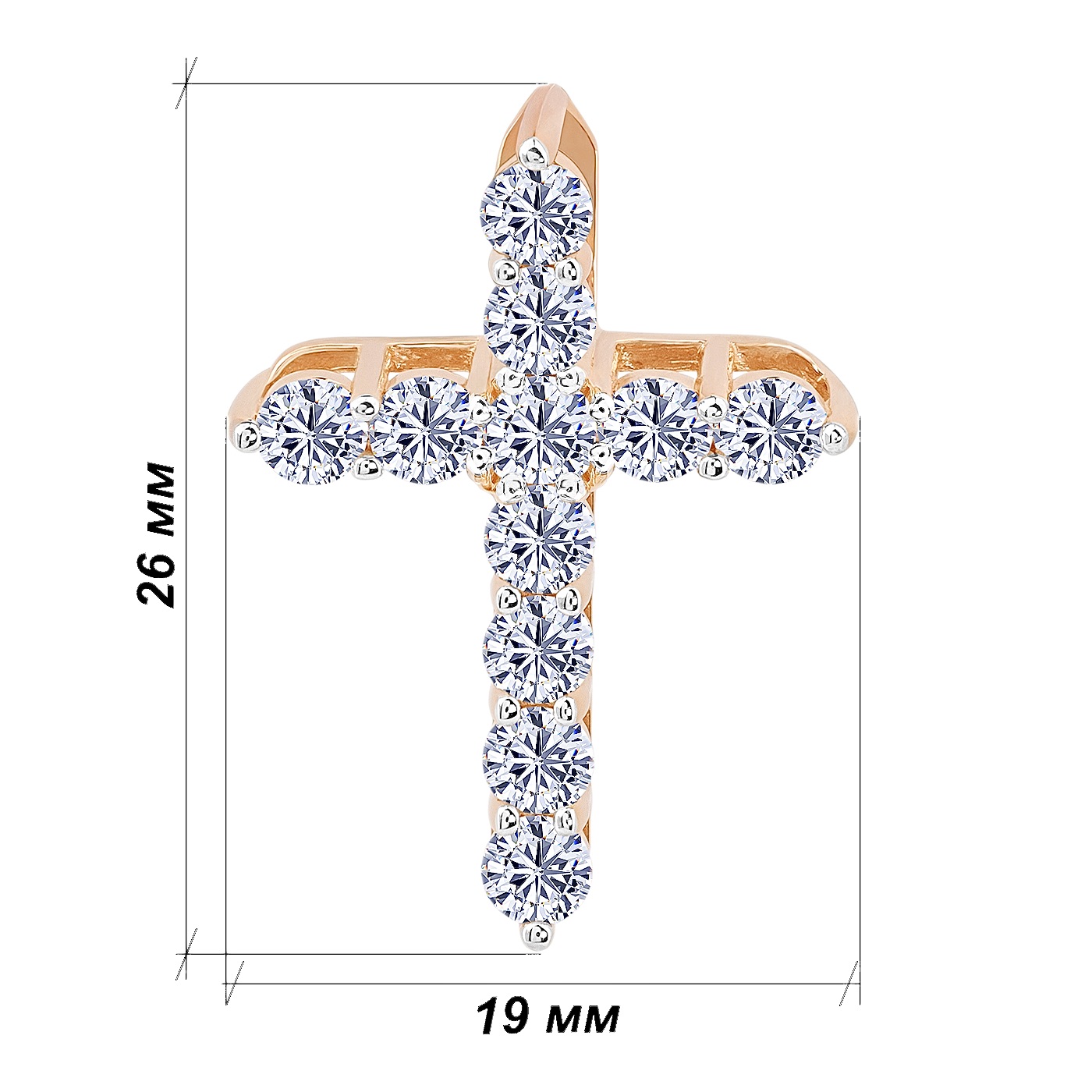 картинка Хрестик із червоного золота з діамантами, 10528668
