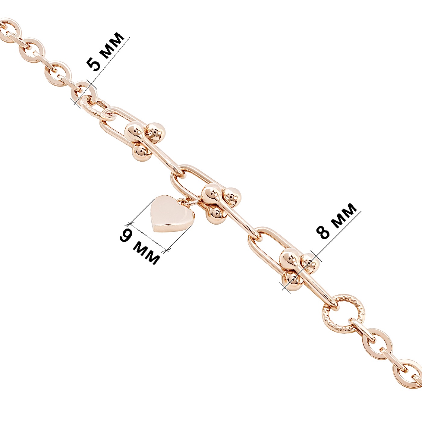 картинка Браслет із червоного золота з серцем, 10528811