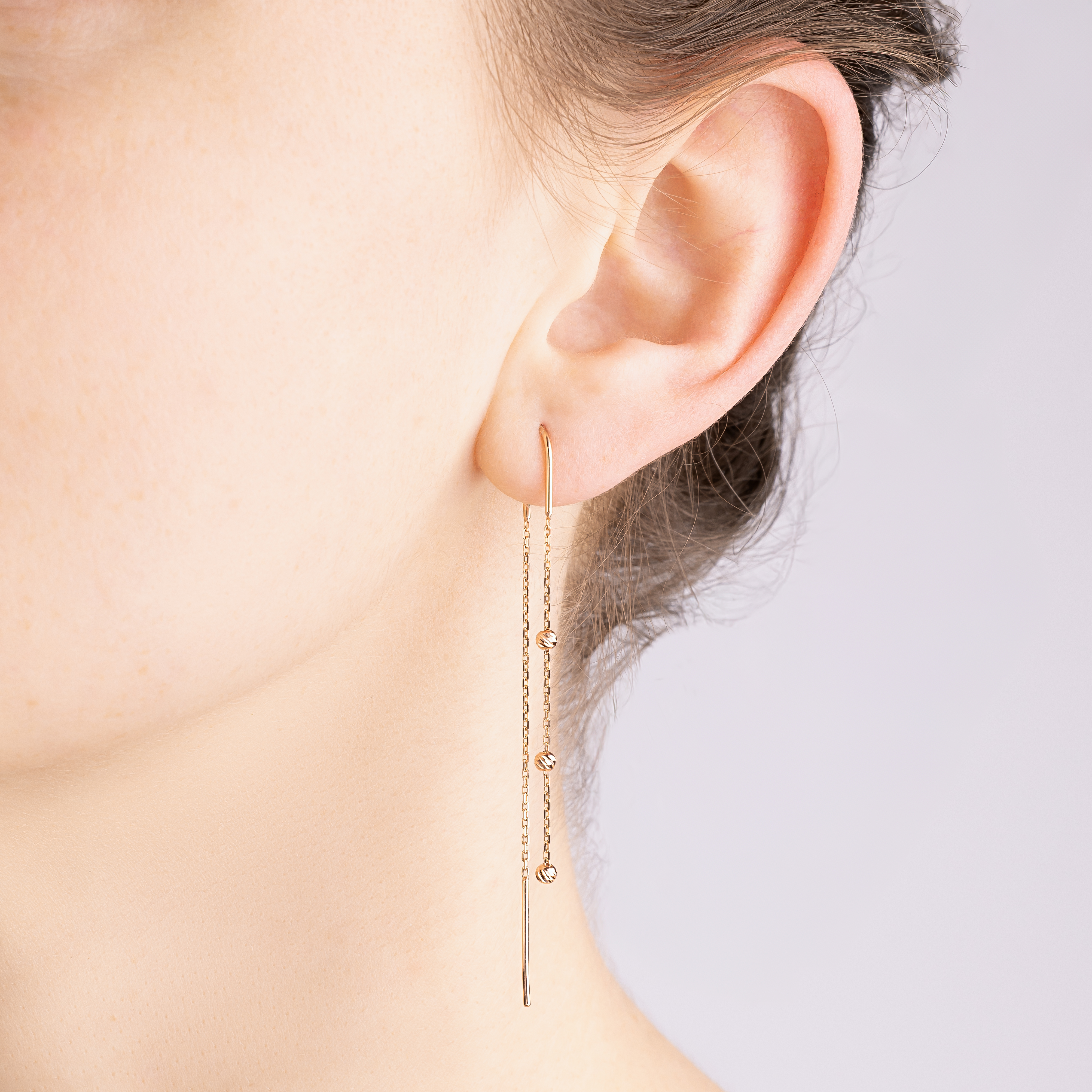 картинка Серьги-протяжки из красного золота 585 пробы с шариками, 10491422