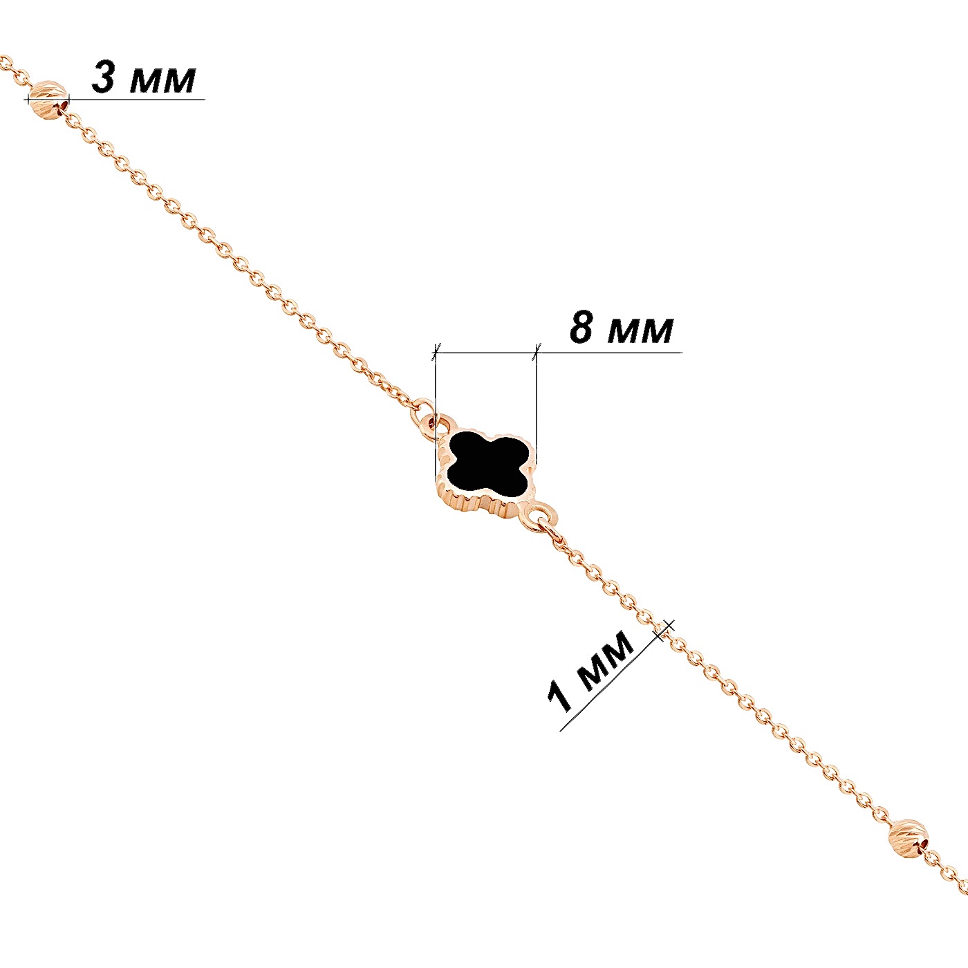 картинка Браслет якорного плетения из красного золота "Клевер", 10260851