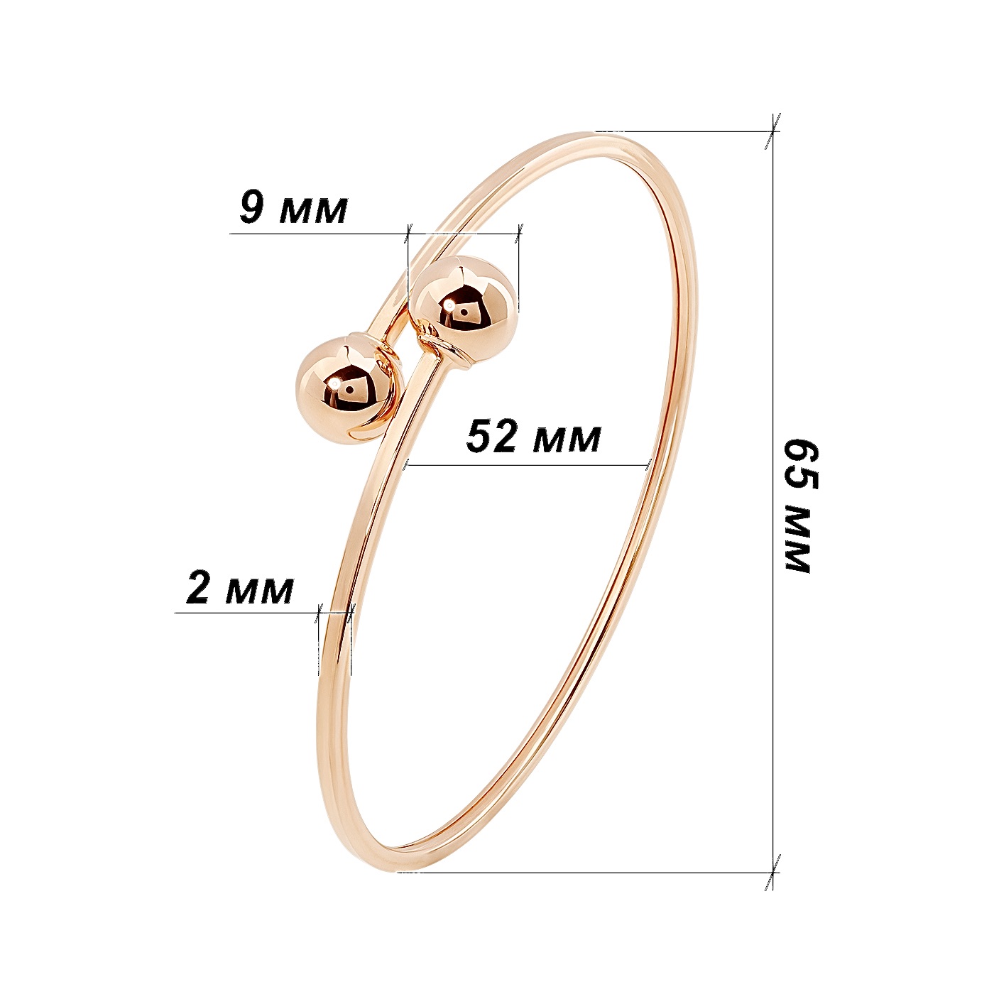 картинка Золотой жесткий браслет "Шарики", 10362403
