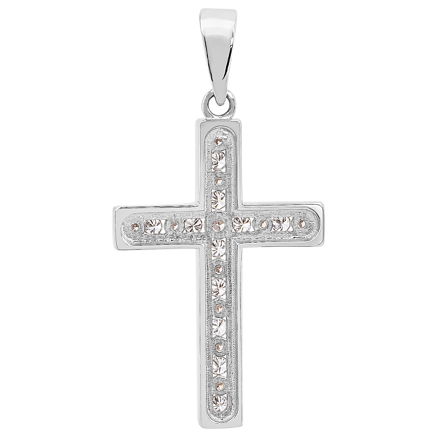 картинка Хрестик із білого золота з діамантами, 10498660