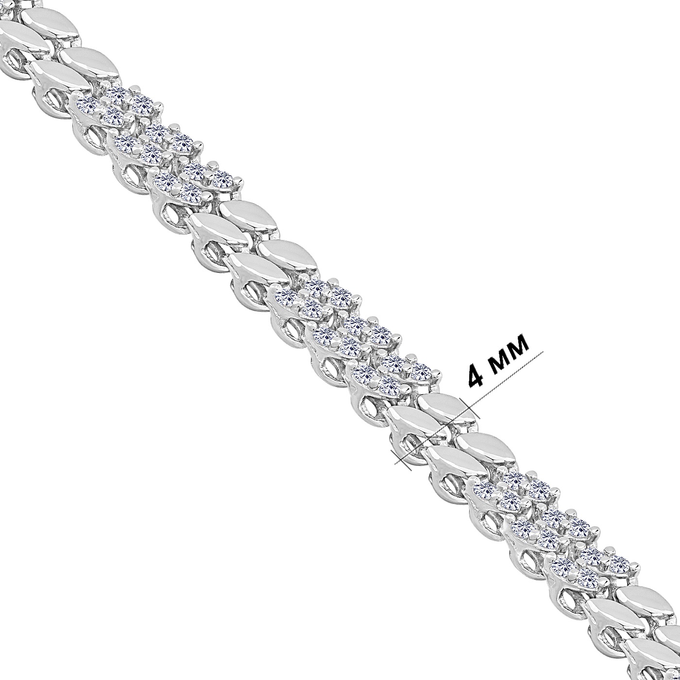 картинка Браслет из белого золота с фианитами фантазийного плетения, 10524411