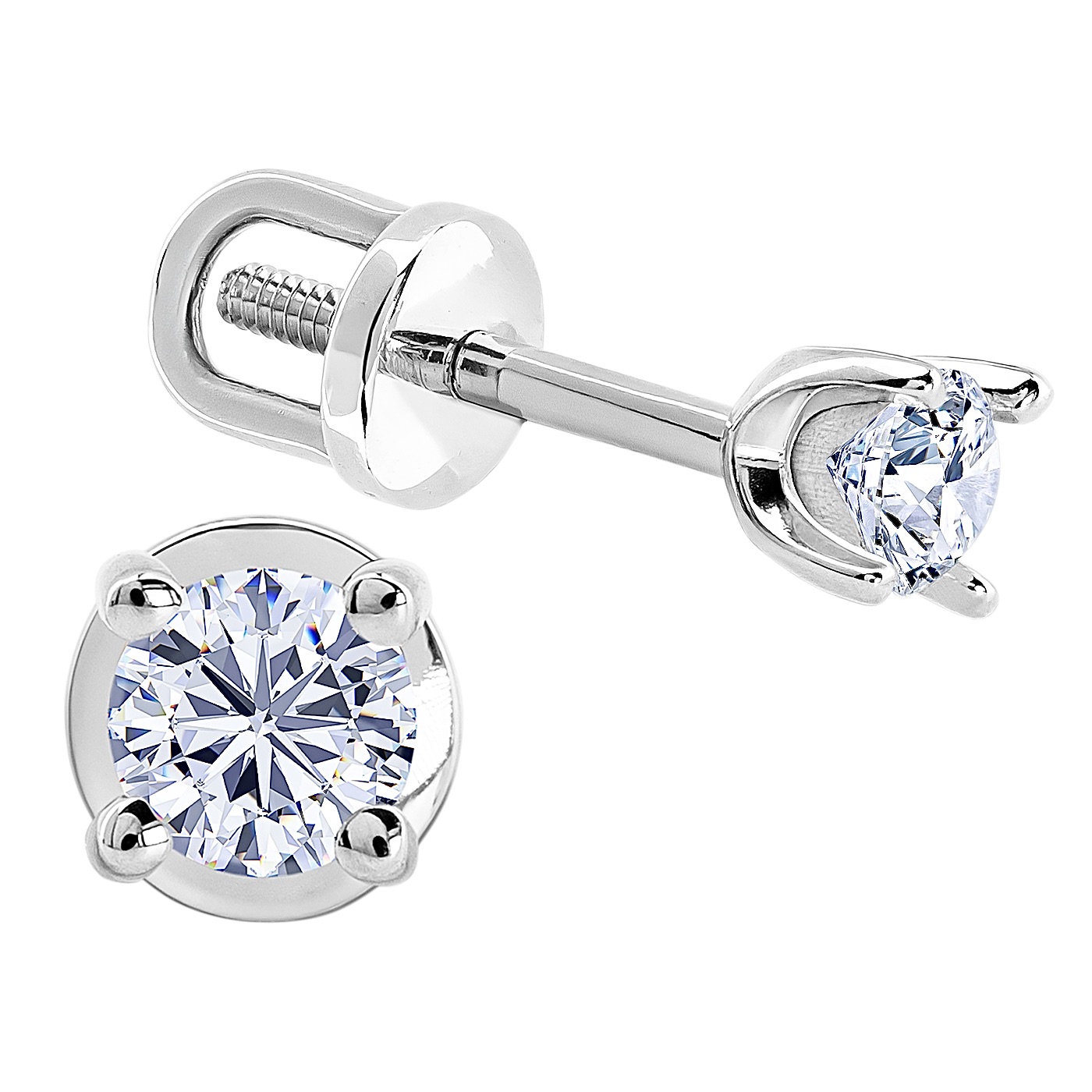 картинка Сережки гвіздочки з діамантом із білого золота 585 проби, 10506019