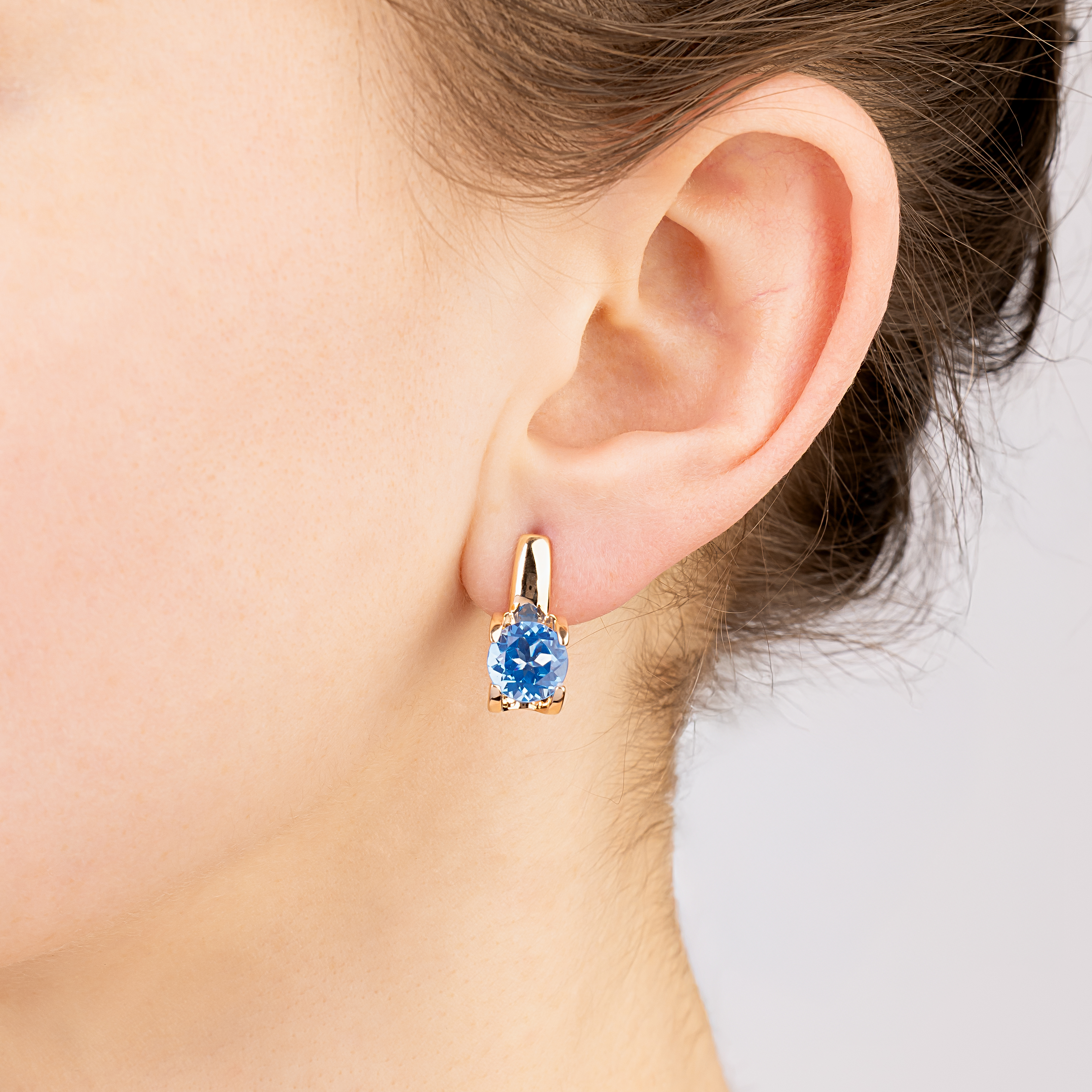 картинка Сережки із червоного золота з топазом swiss, 10487319