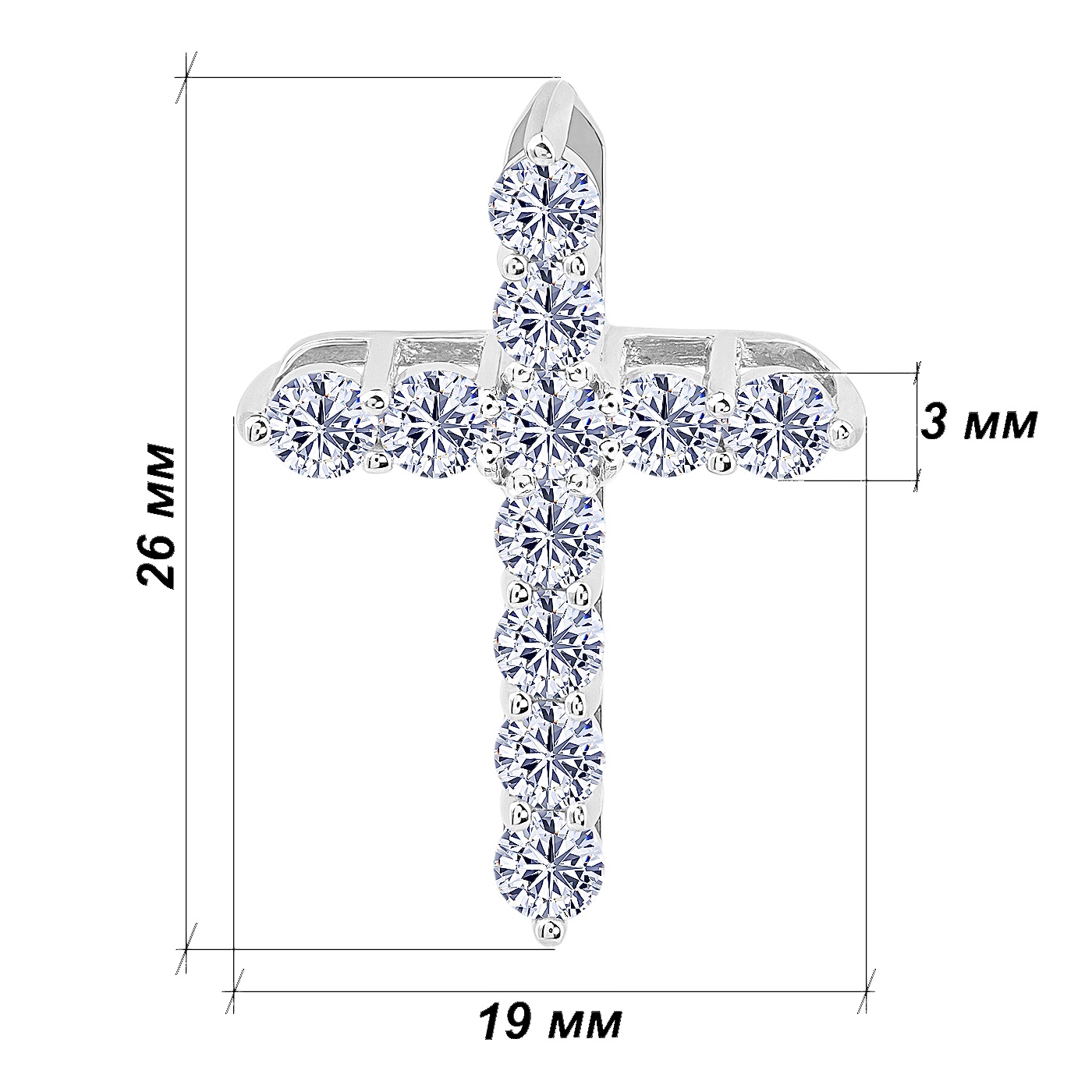 картинка Хрестик із білого золота з діамантами, 10513411