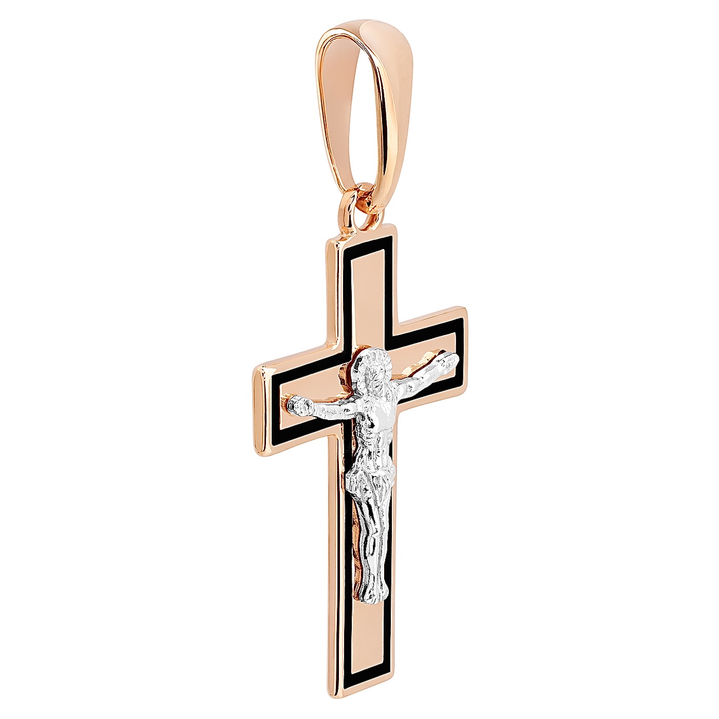 картинка Золотой крестик с черной эмалью, 10516029