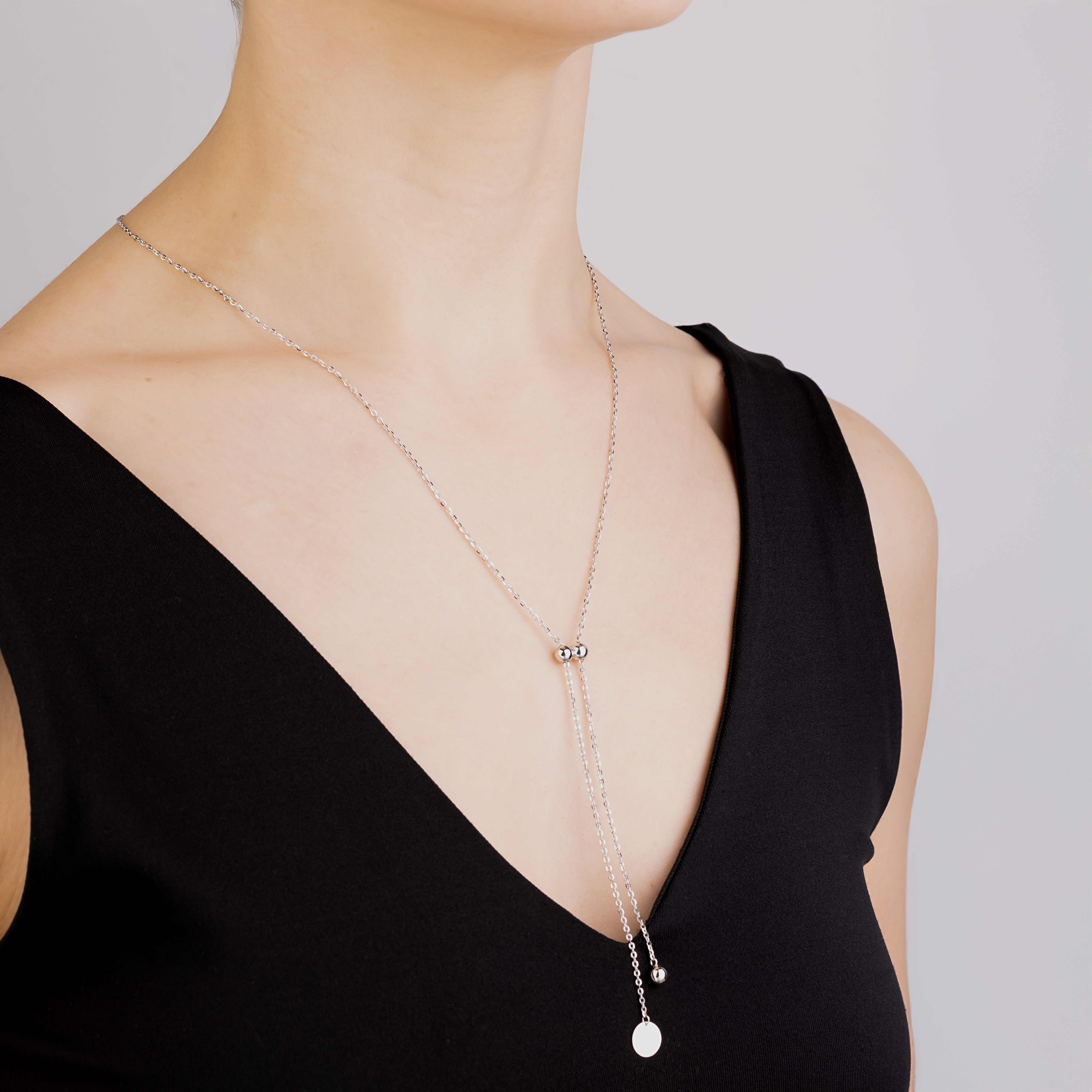 картинка Кольє-краватка із білого золота якірного плетіння, 10524334