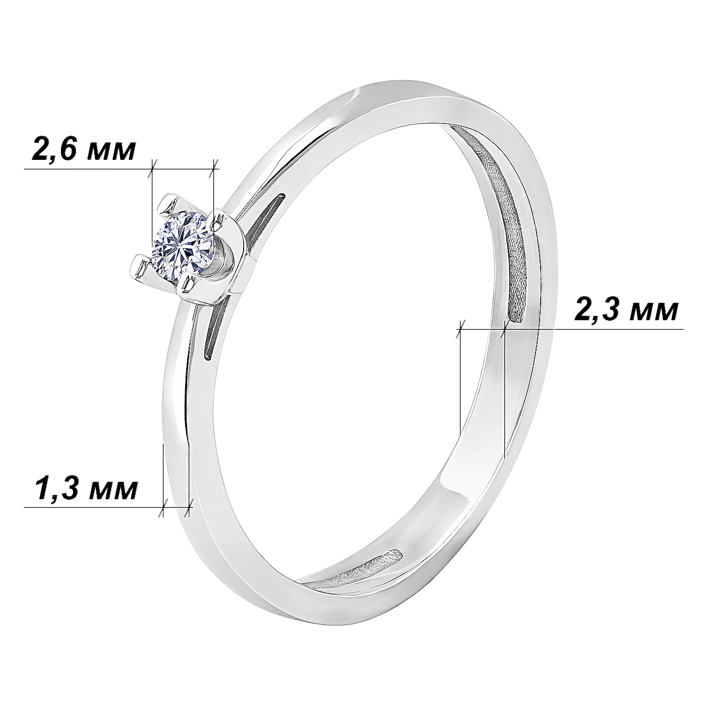 картинка Каблучка з діамантом із білого золота, 10527414