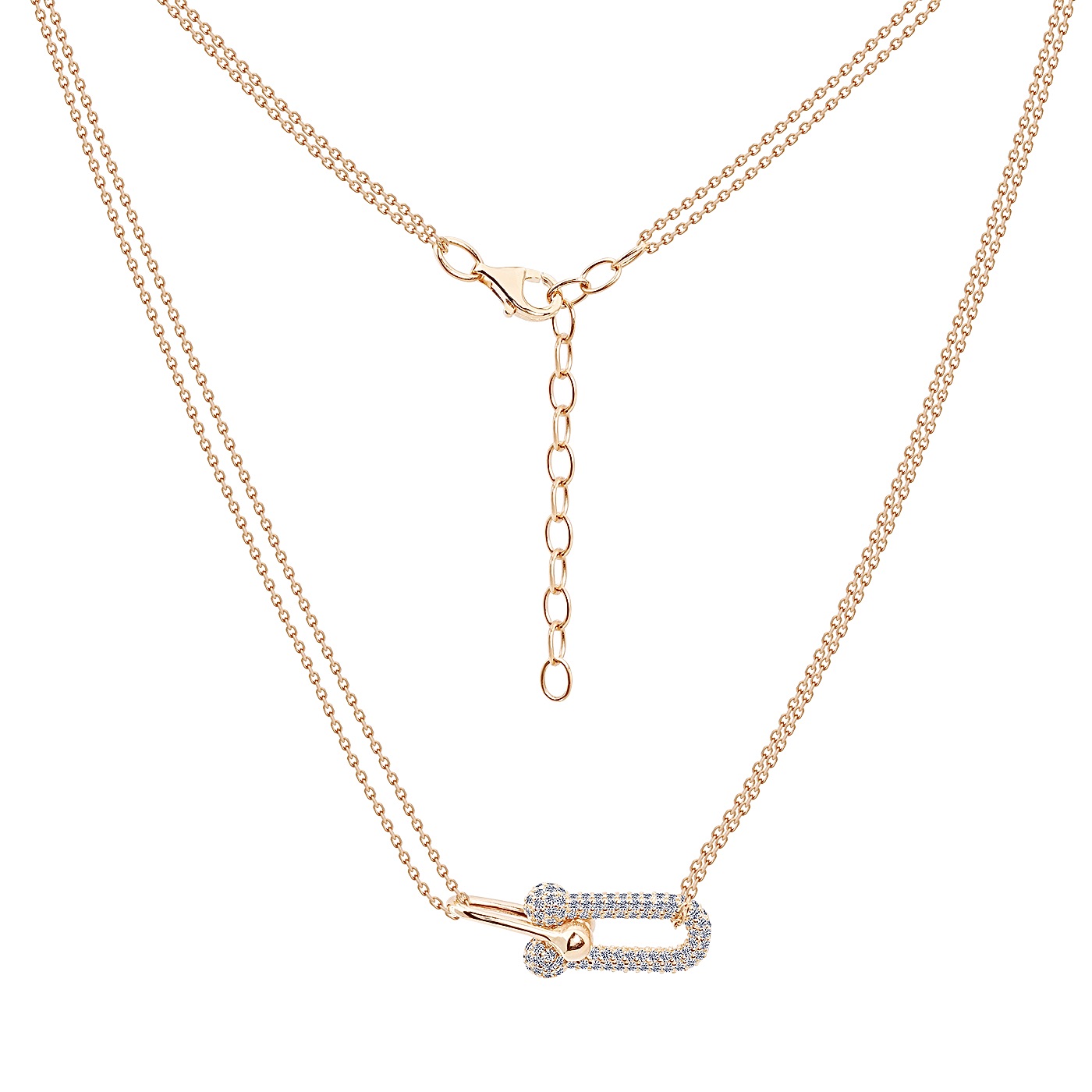 картинка Золоте кольє "Ланки" з фіанітами у якірному плетінні, 10528800